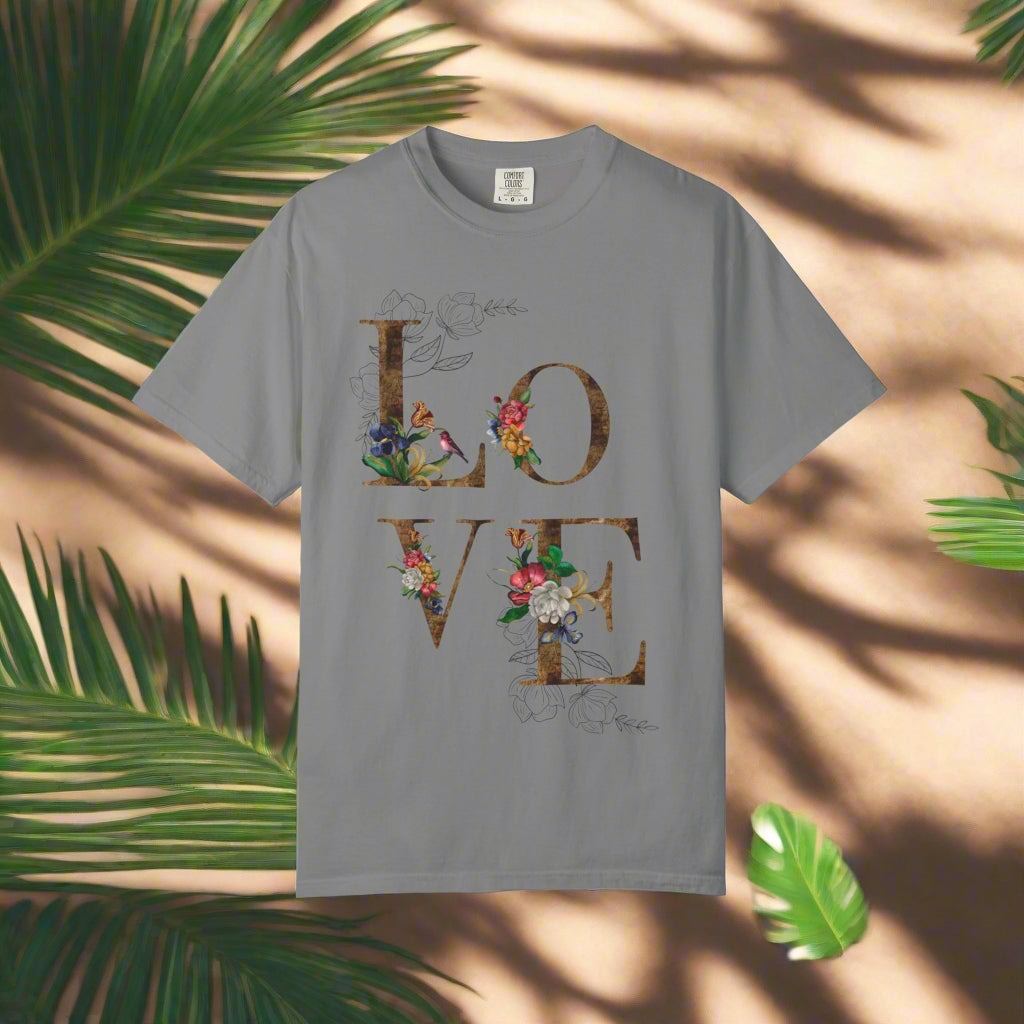Romantic Floral Love T-Shirt | Perfect for Gifts, Casual Wear, and Summer Celebrations, Unisex Tee
