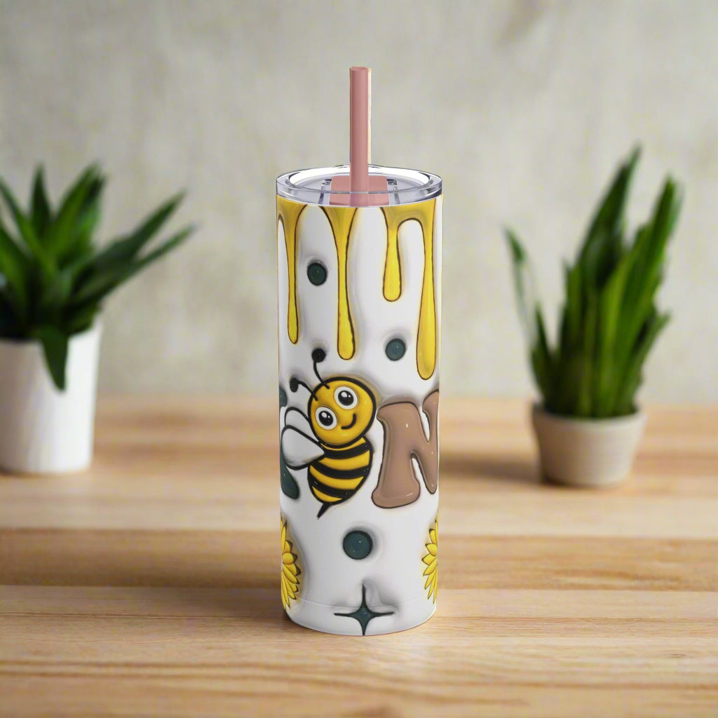 Sip in Style: Bee-Themed 20oz Tumbler, Cute Gift for Nature Lovers, Summer Sippin', Bee Party Favor, Fun Drinkware