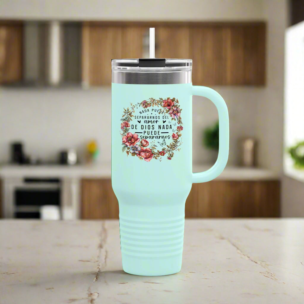 Taza de viaje con aislamiento floral, 40 oz - Perfecta para los amantes del café, para llevar, regalo para mamá, personalizar su bebida