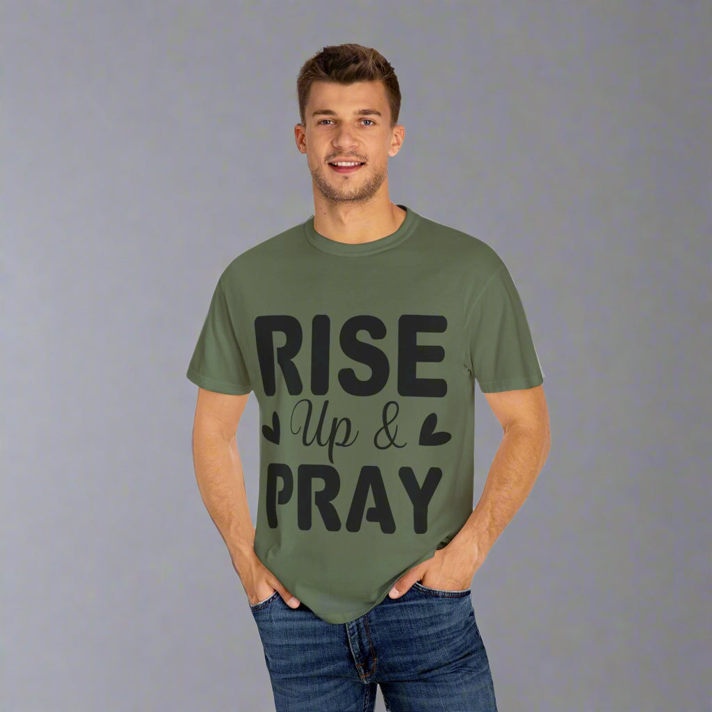 Inspirational T-Shirt - Rise Up & Pray, Faith Shirt, Christian Apparel, Motivational Tee, Gift for Believers, Everyday Wear