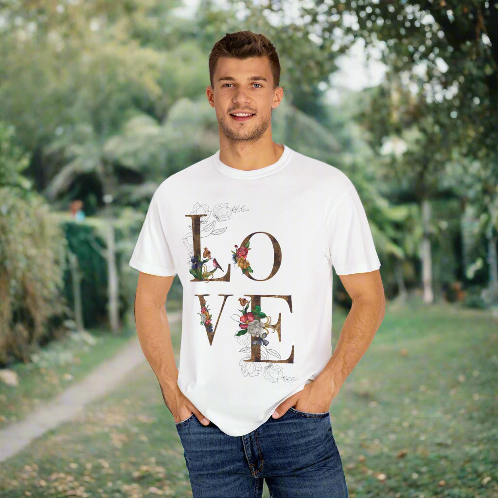 Romantic Floral Love T-Shirt | Perfect for Gifts, Casual Wear, and Summer Celebrations, Unisex Tee