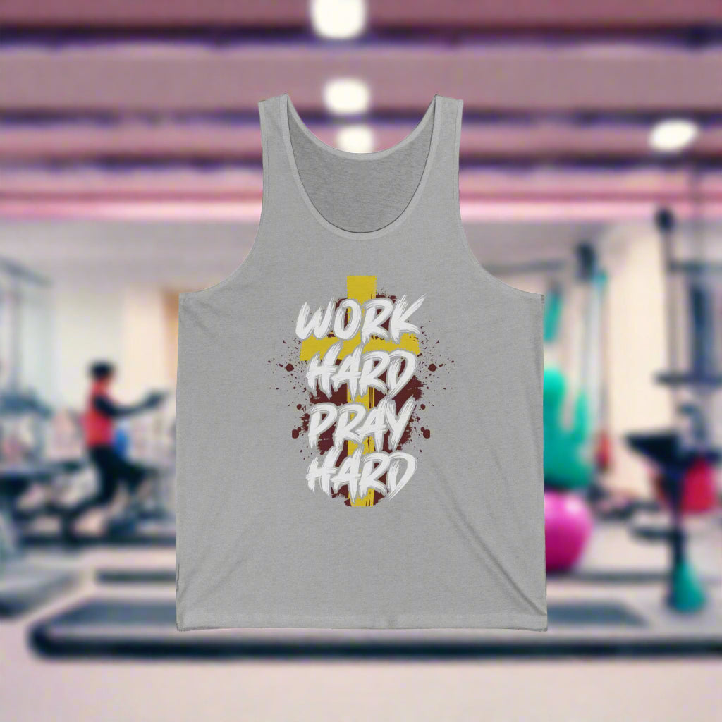 Faith-Inspired Unisex Tank Top, Work Hard Pray Hard, Motivational Fitness Shirt, Ideal for Workout, Gifts for Believers, Christian Apparel