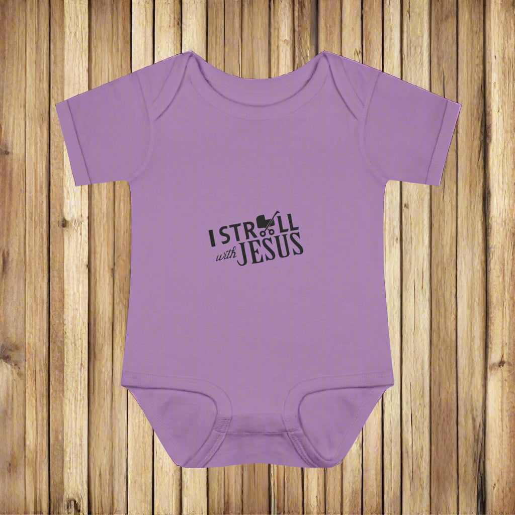 I Stroll with Jesus Infant Bodysuit, Cute Baby Outfit, Christian Baby Gift, Baby Shower Gift, Religious Apparel
