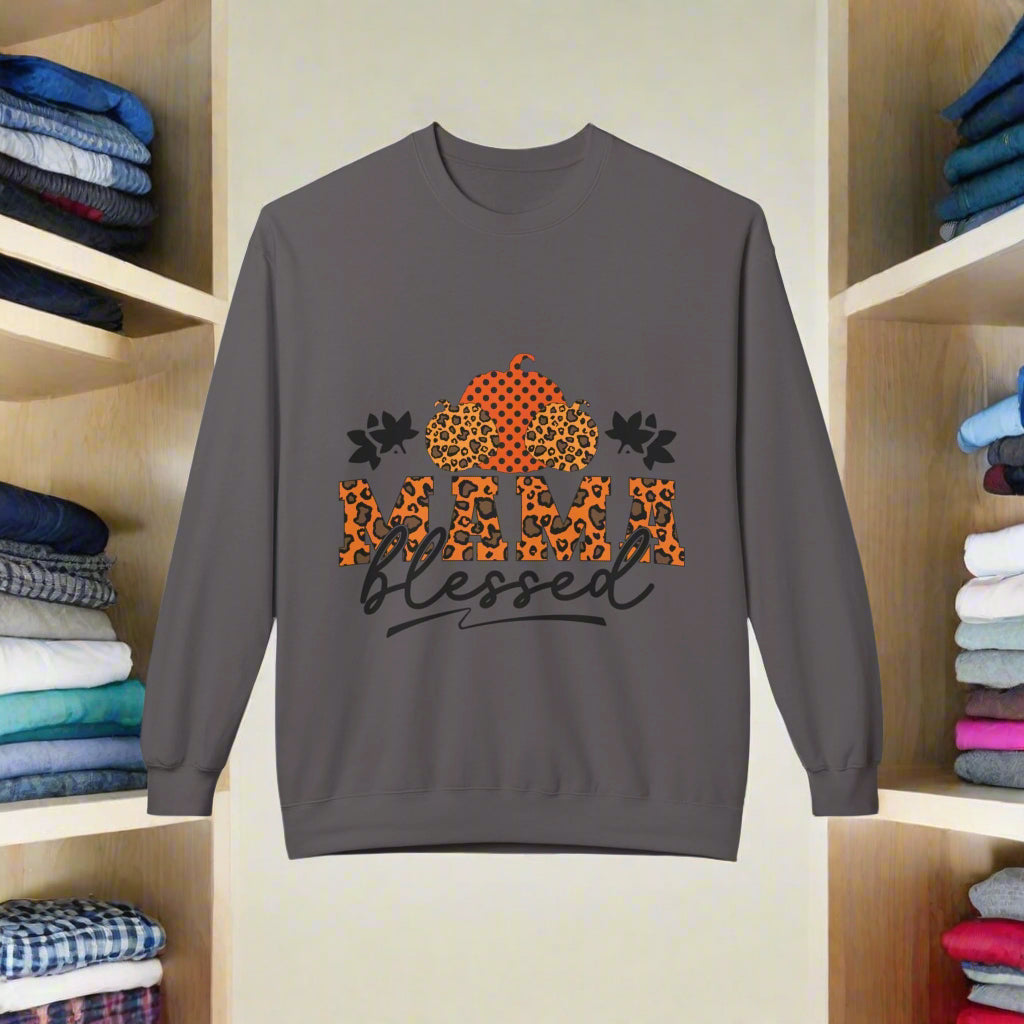 Mama Blessed Fall Sweatshirt, Cozy Crewneck, Gift for Mom, Autumn Fashion, Casual Wear, Thanksgiving Outfit, Family Gatherings