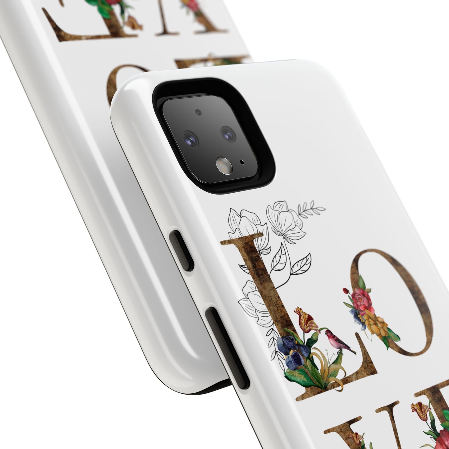 Floral Love Phone Case, Tough Cases, Cute Gift, Phone Cover, Tech Accessories, Birthday Present, Floral Design, Lover's Gift