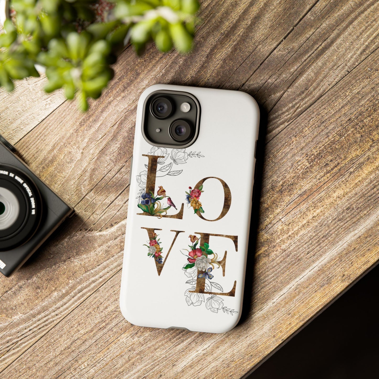 Floral Love Phone Case, Tough Cases, Cute Gift, Phone Cover, Tech Accessories, Birthday Present, Floral Design, Lover's Gift