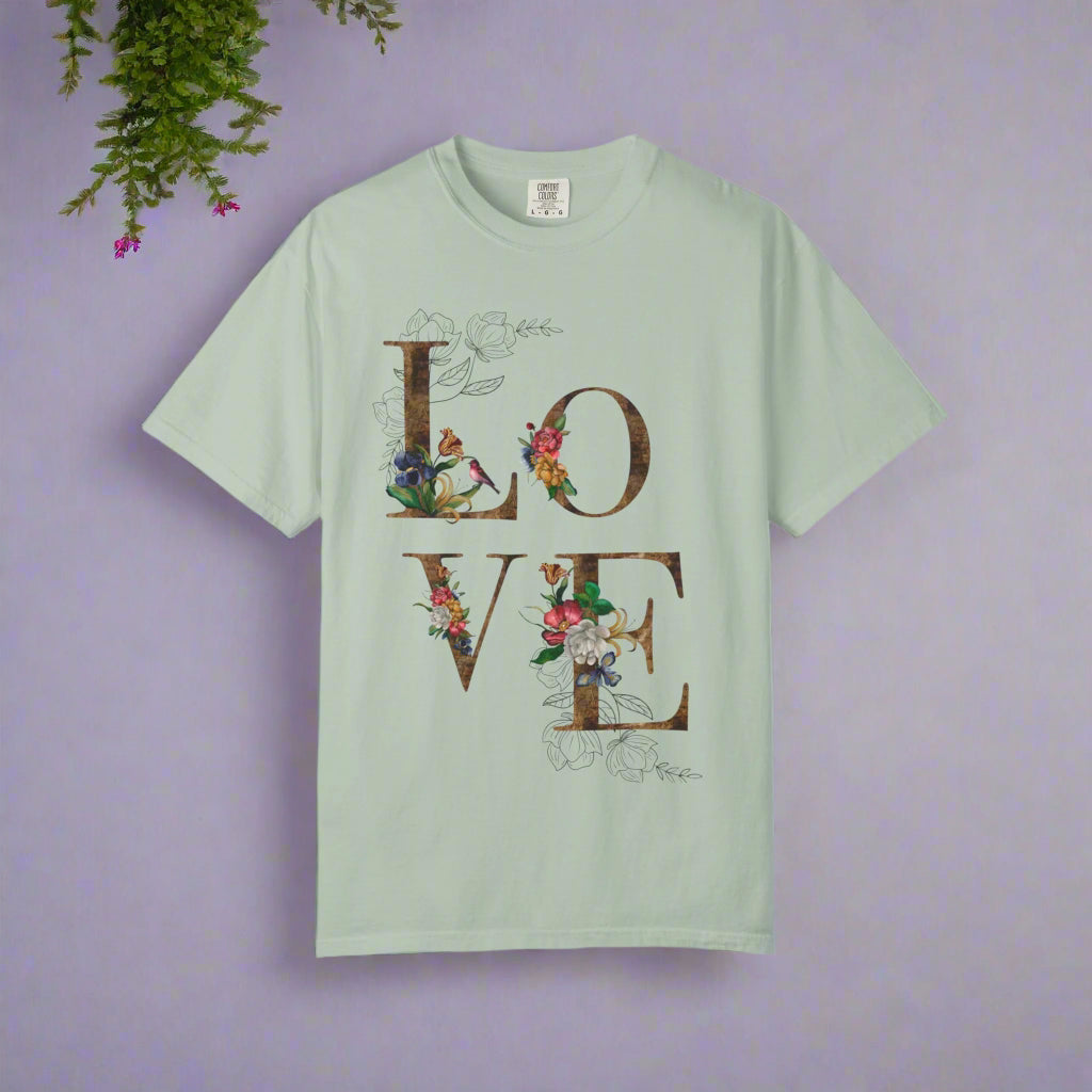 Romantic Floral Love T-Shirt | Perfect for Gifts, Casual Wear, and Summer Celebrations, Unisex Tee
