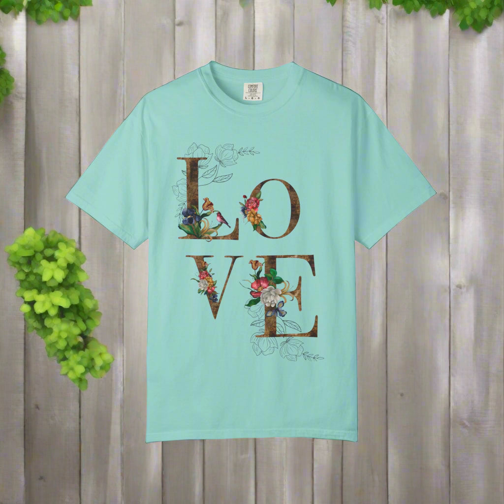 Romantic Floral Love T-Shirt | Perfect for Gifts, Casual Wear, and Summer Celebrations, Unisex Tee