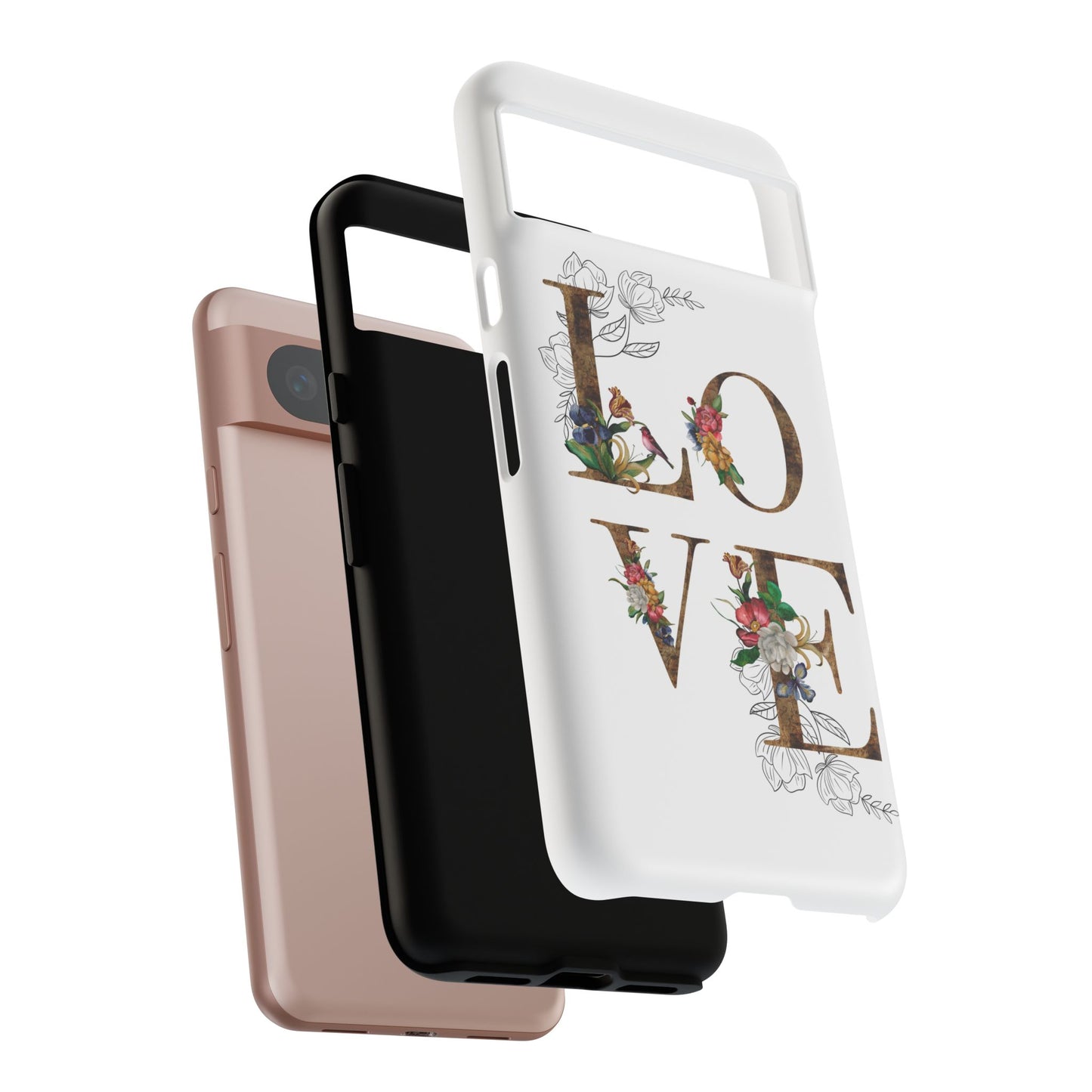 Floral Love Phone Case, Tough Cases, Cute Gift, Phone Cover, Tech Accessories, Birthday Present, Floral Design, Lover's Gift