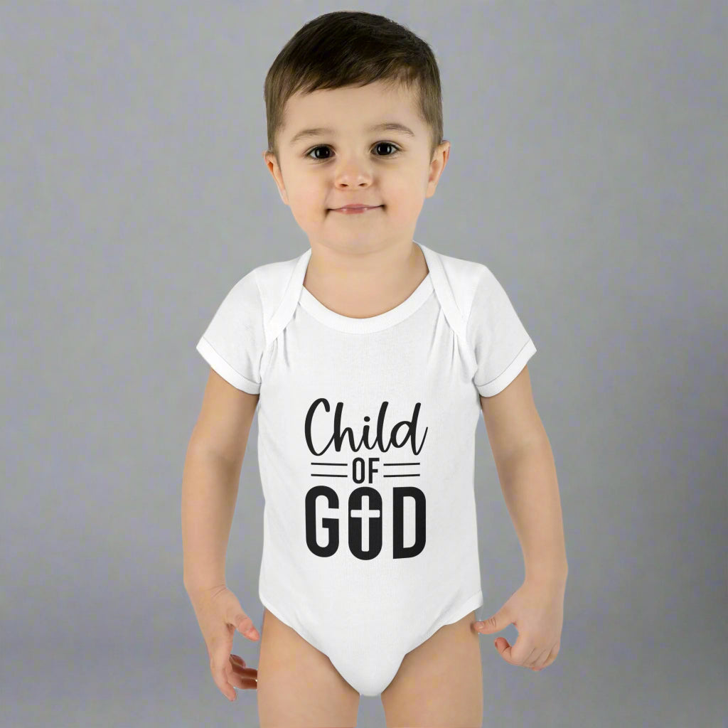 Infant Rib Bodysuit - Child of God, Baby Outfit, Religious Baby Gift, Christian Apparel, Newborn Baptism Clothes, Cute Baby Wear