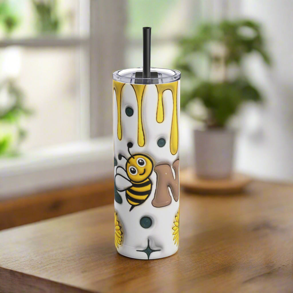 Sip in Style: Bee-Themed 20oz Tumbler, Cute Gift for Nature Lovers, Summer Sippin', Bee Party Favor, Fun Drinkware