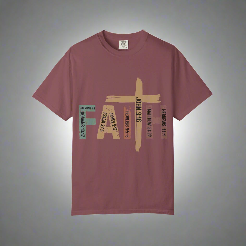 Garment-Dyed Faith T-Shirt | Unisex Spiritual Tee, Christian Apparel, Everyday Wear, Gift for Believers, Inspirational Fashion