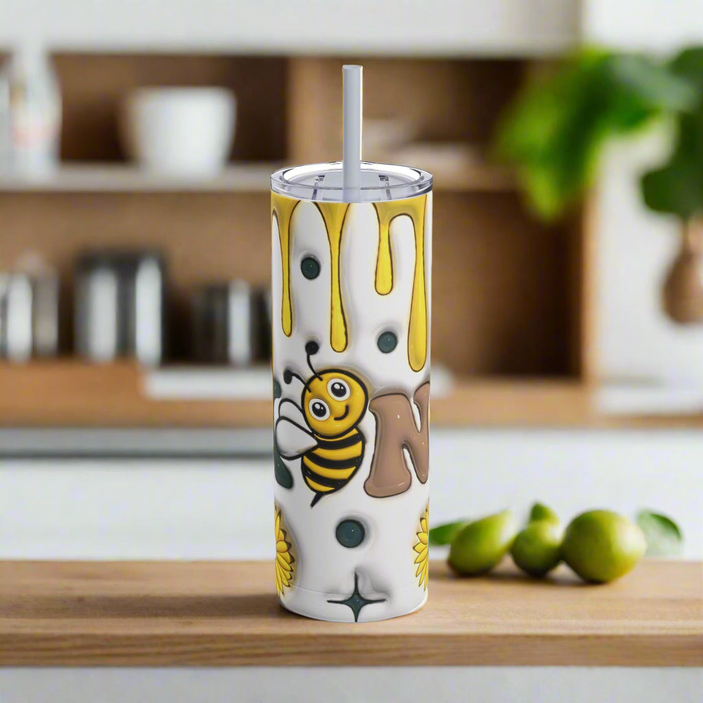 Sip in Style: Bee-Themed 20oz Tumbler, Cute Gift for Nature Lovers, Summer Sippin', Bee Party Favor, Fun Drinkware