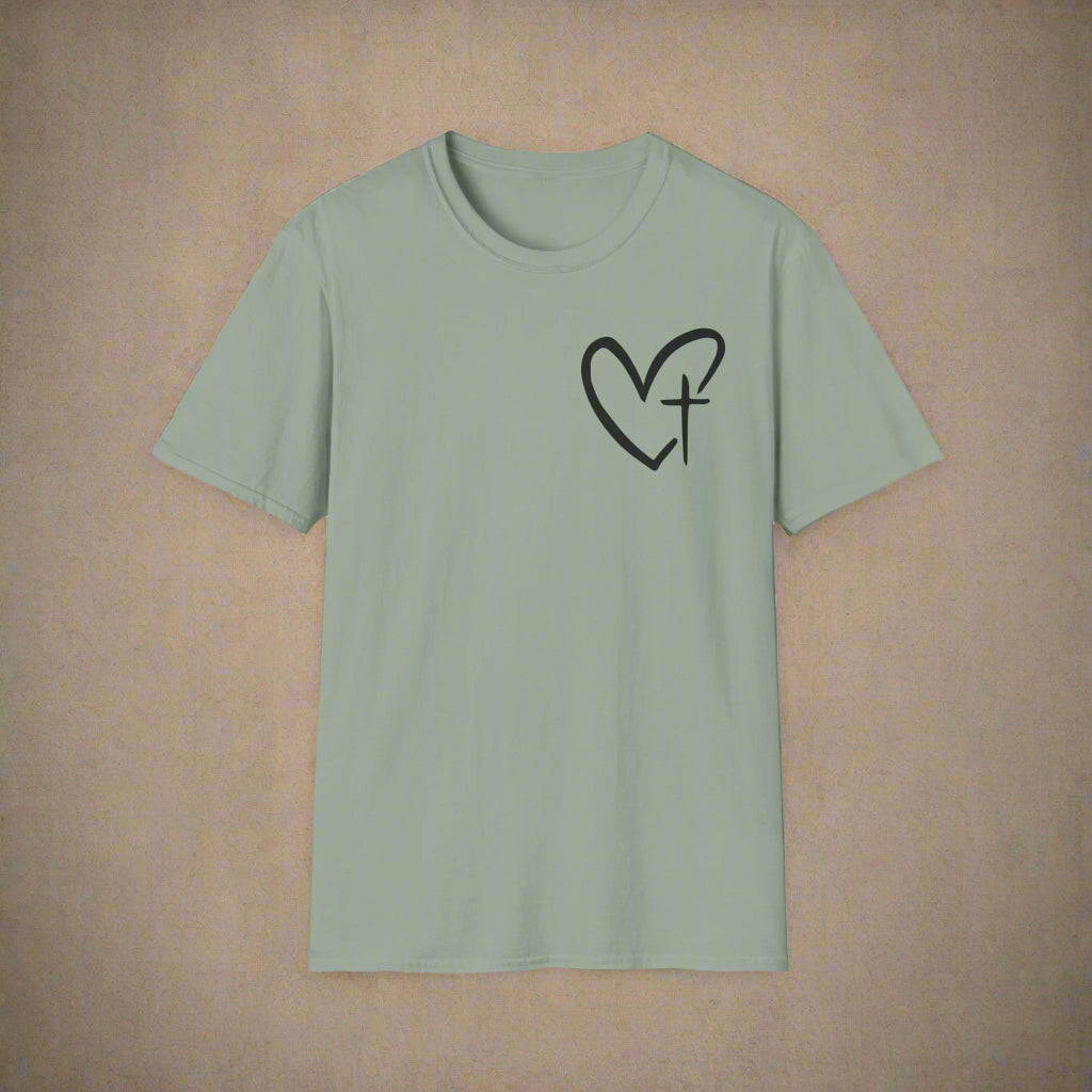 Faith-Inspired Unisex T-Shirt, Heart Cross Tee, Christian Apparel, Inspirational Gift, Casual Faith Wear