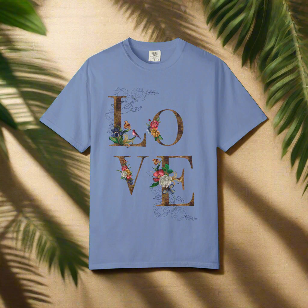 Romantic Floral Love T-Shirt | Perfect for Gifts, Casual Wear, and Summer Celebrations, Unisex Tee
