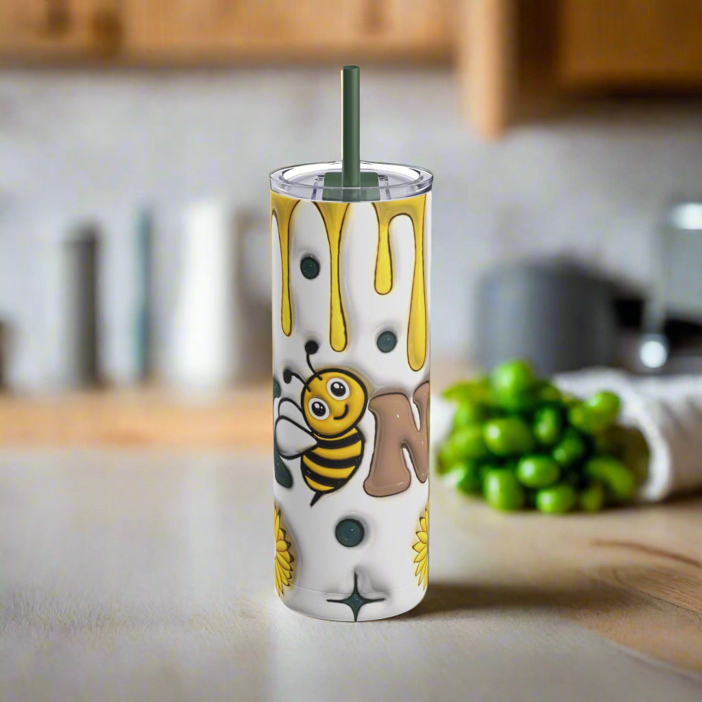Sip in Style: Bee-Themed 20oz Tumbler, Cute Gift for Nature Lovers, Summer Sippin', Bee Party Favor, Fun Drinkware