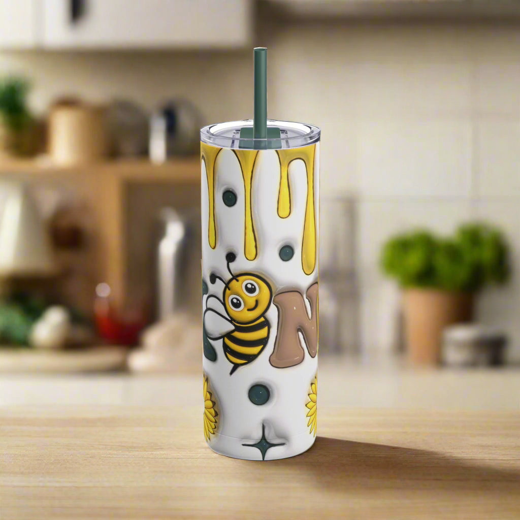 Sip in Style: Bee-Themed 20oz Tumbler, Cute Gift for Nature Lovers, Summer Sippin', Bee Party Favor, Fun Drinkware