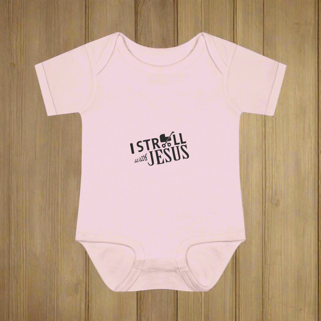 I Stroll with Jesus Infant Bodysuit, Cute Baby Outfit, Christian Baby Gift, Baby Shower Gift, Religious Apparel