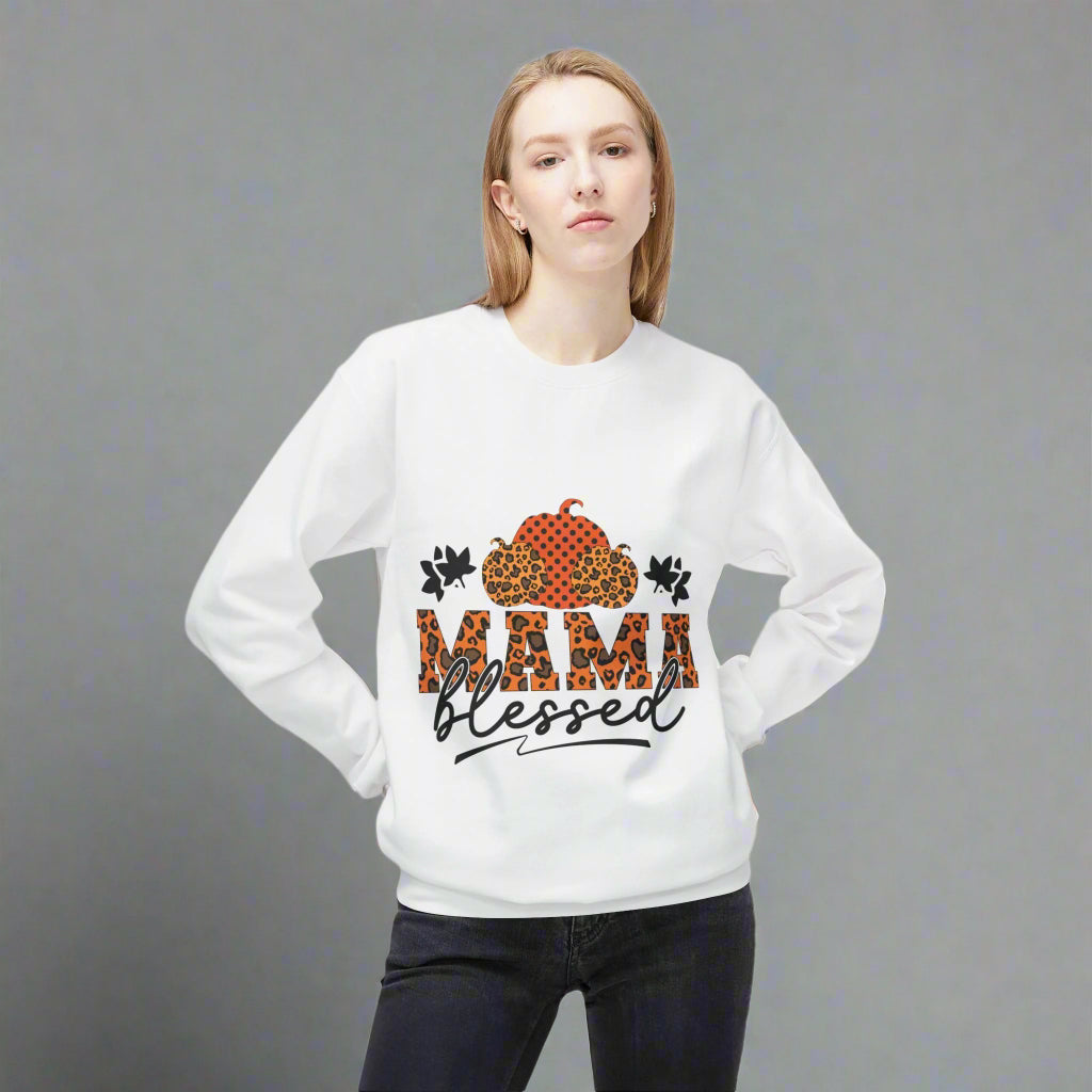 Mama Blessed Fall Sweatshirt, Cozy Crewneck, Gift for Mom, Autumn Fashion, Casual Wear, Thanksgiving Outfit, Family Gatherings