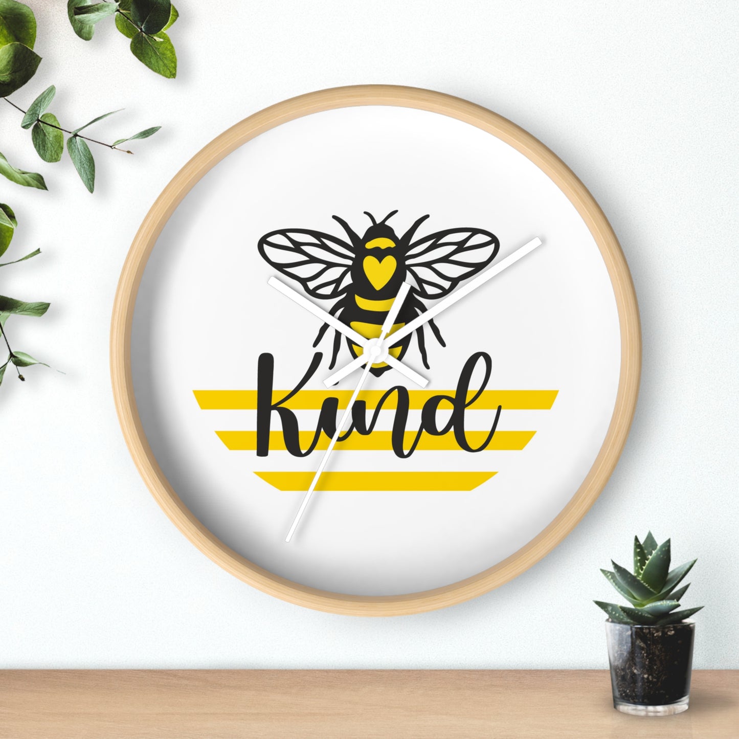 Bee Kind Wall Clock, Motivational Home Decor, Gift for Bee Lovers, Inspirational Wall Art, Cute Nursery Clock