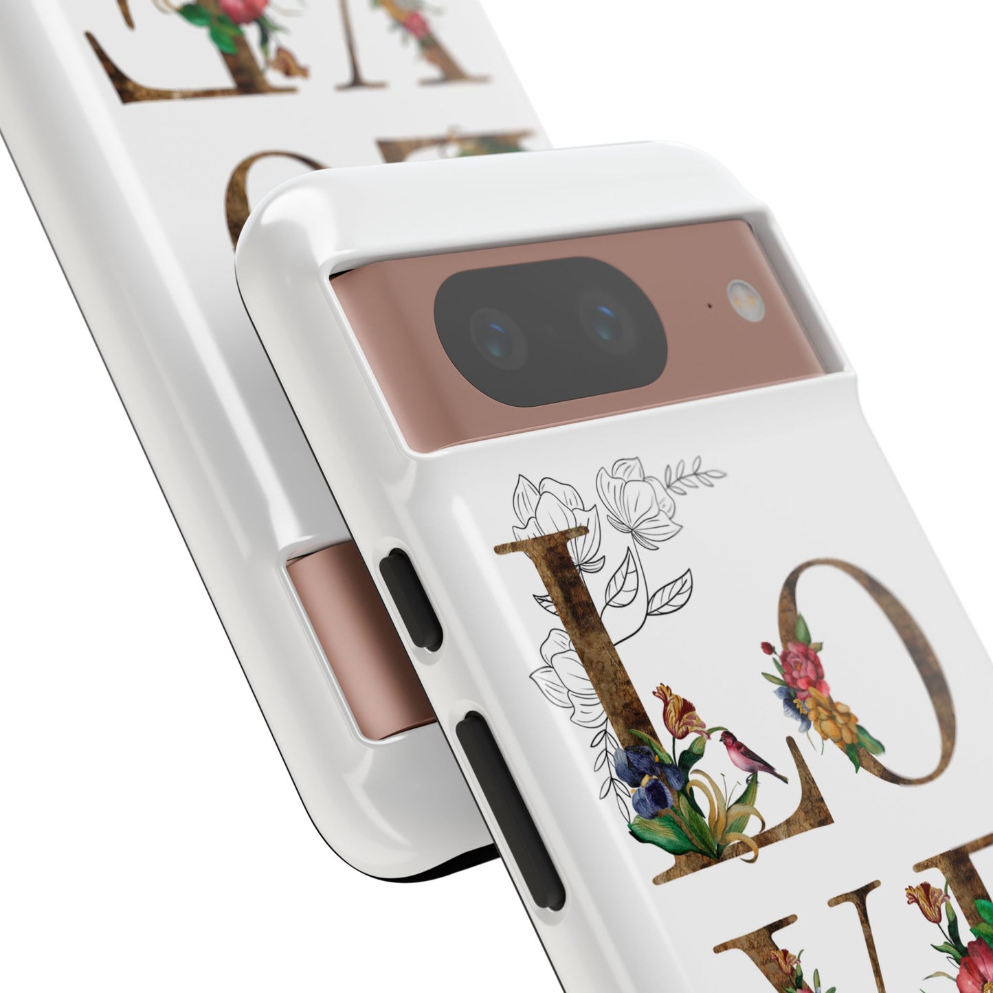 Floral Love Phone Case, Tough Cases, Cute Gift, Phone Cover, Tech Accessories, Birthday Present, Floral Design, Lover's Gift