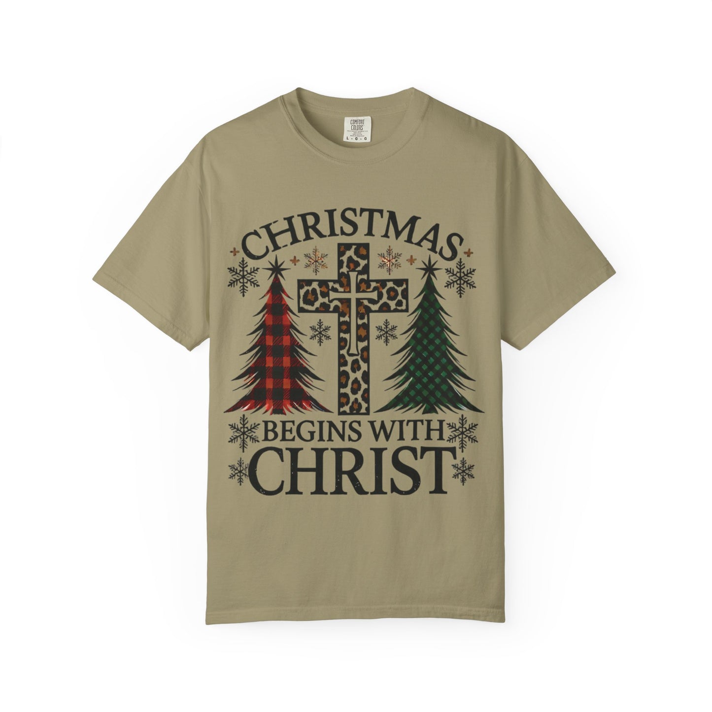Christmas Begins with Christ T-Shirt, Unisex Holiday Tee, Christian Gift, Cozy Christmas Apparel, Religious T-Shirt