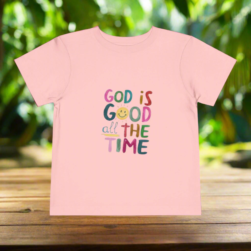 Toddler Short Sleeve Tee - "God is Good All the Time" - Faith-inspired Kids Shirt, Christian Gift, Baby Tee, Cute Toddler Clothing