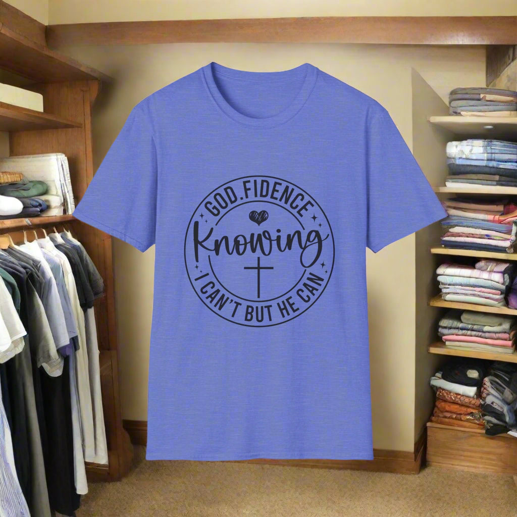 God-Fidence Knowing Unisex Softstyle T-Shirt - Faith-Based, Inspirational Apparel, Christian Tee, Gift for Believers, Uplifting Clothing