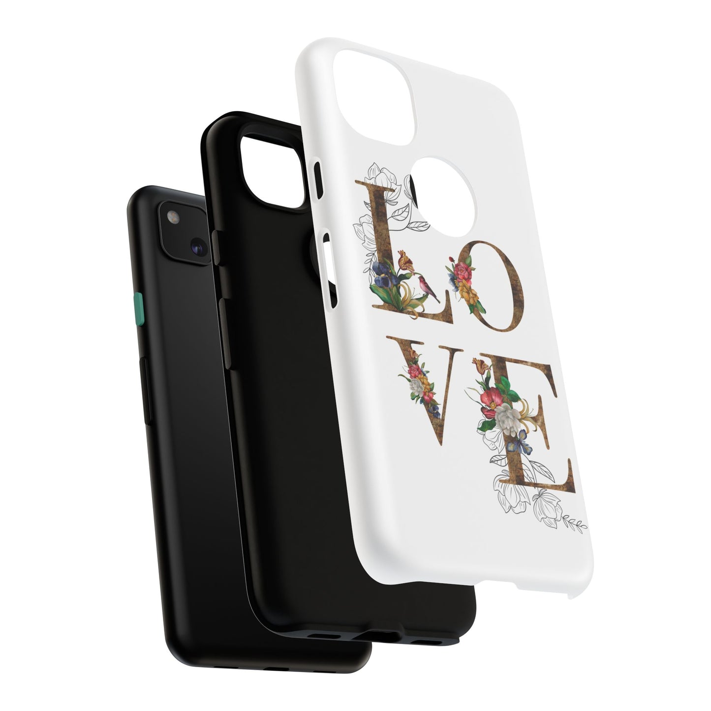Floral Love Phone Case, Tough Cases, Cute Gift, Phone Cover, Tech Accessories, Birthday Present, Floral Design, Lover's Gift