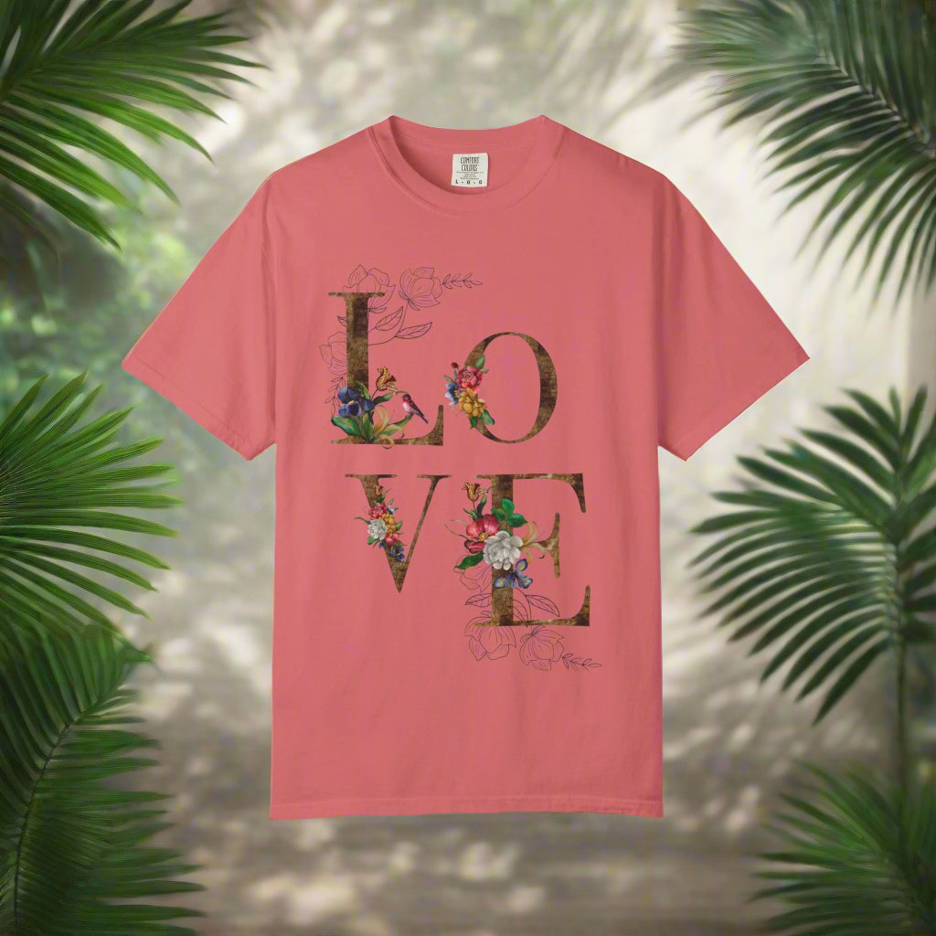 Romantic Floral Love T-Shirt | Perfect for Gifts, Casual Wear, and Summer Celebrations, Unisex Tee