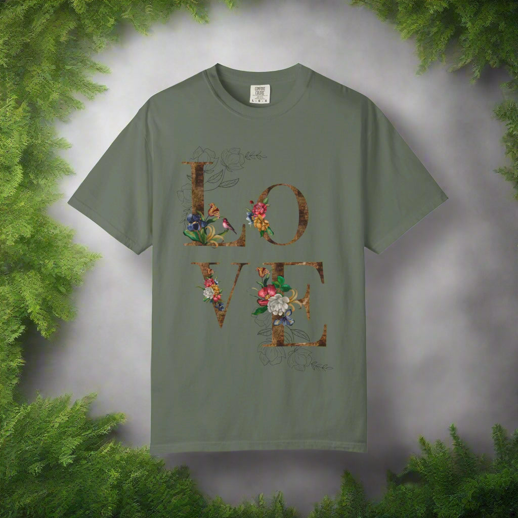Romantic Floral Love T-Shirt | Perfect for Gifts, Casual Wear, and Summer Celebrations, Unisex Tee