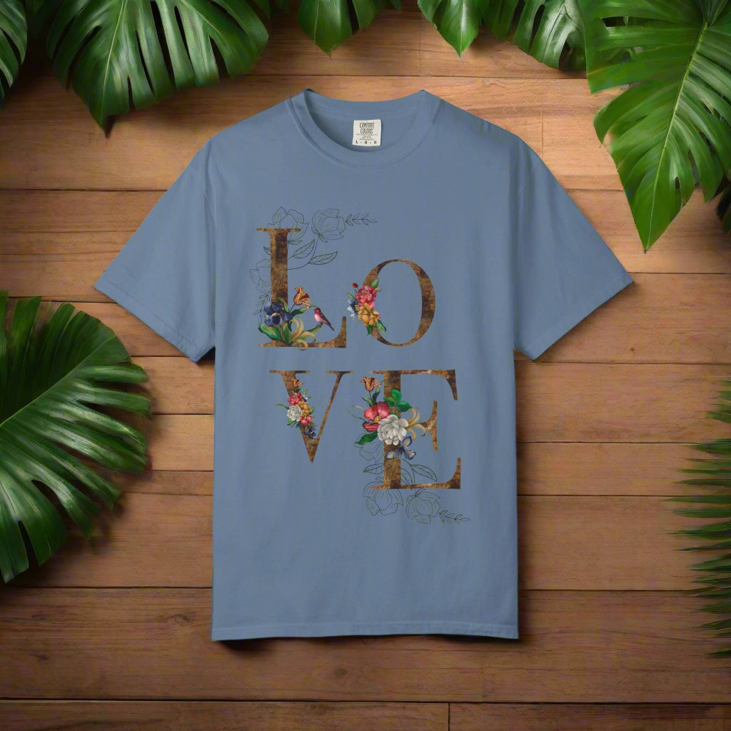 Romantic Floral Love T-Shirt | Perfect for Gifts, Casual Wear, and Summer Celebrations, Unisex Tee