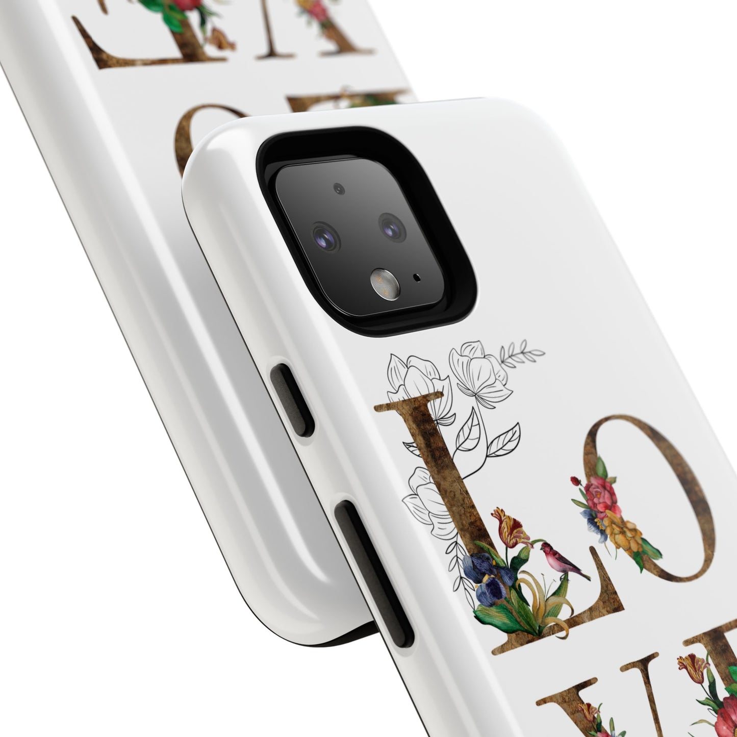 Floral Love Phone Case, Tough Cases, Cute Gift, Phone Cover, Tech Accessories, Birthday Present, Floral Design, Lover's Gift