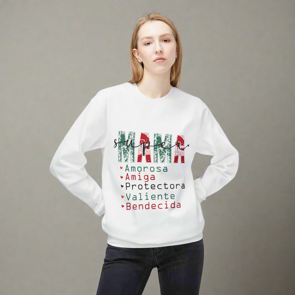 Sudadera de cuello redondo de vellón Mama Love - Regalo acogedor para mamás, Día de la Madre, regalo de cumpleaños, reuniones familiares, ropa sincera
