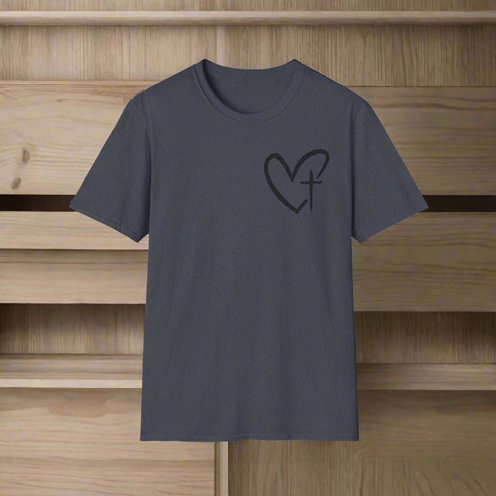 Faith-Inspired Unisex T-Shirt, Heart Cross Tee, Christian Apparel, Inspirational Gift, Casual Faith Wear