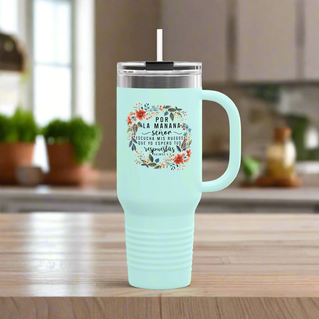Taza de viaje con aislamiento floral | Protector de 40 oz para bebidas frías y calientes, regalo perfecto para las vacaciones, compañero de viaje, estilo de vida para llevar