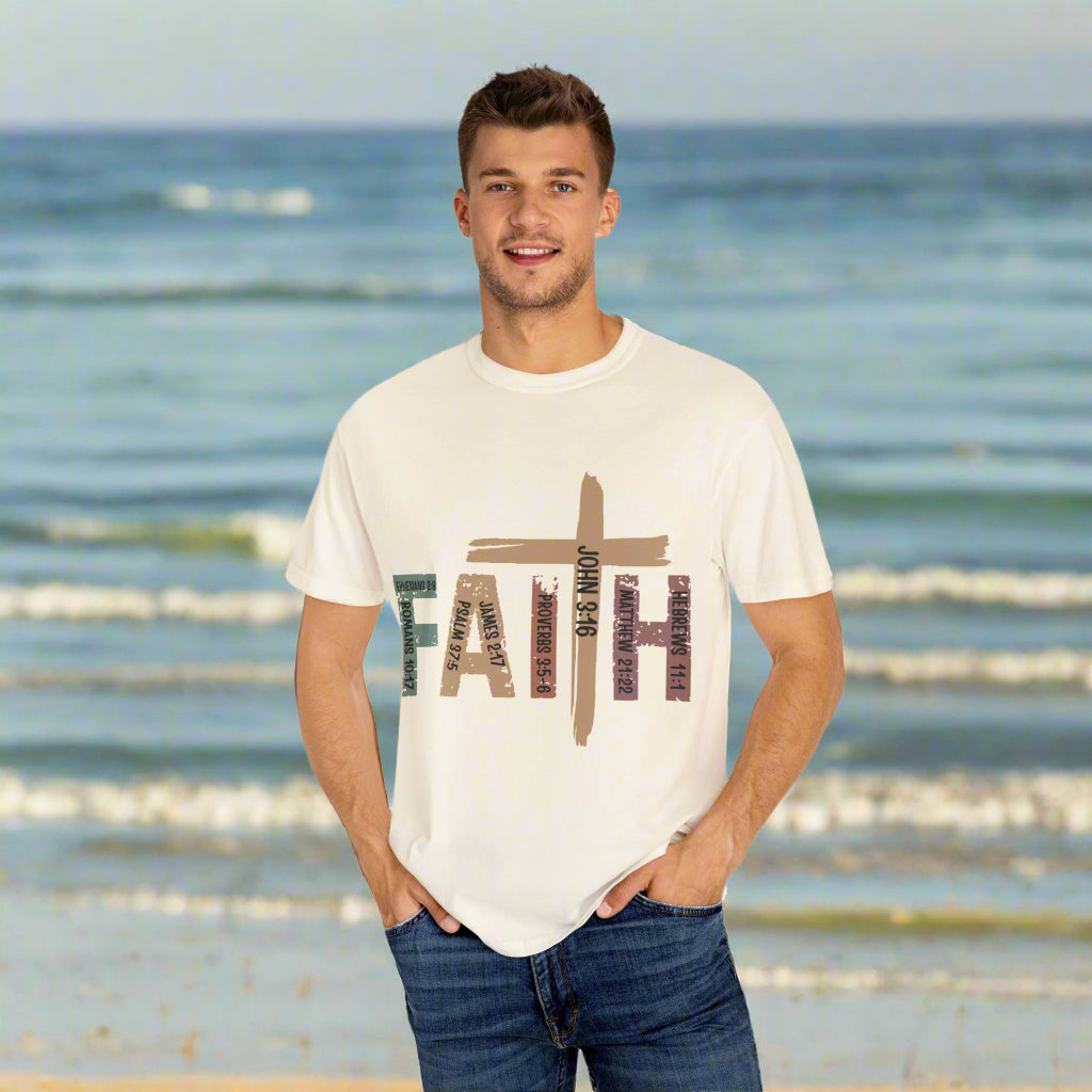 Garment-Dyed Faith T-Shirt | Unisex Spiritual Tee, Christian Apparel, Everyday Wear, Gift for Believers, Inspirational Fashion