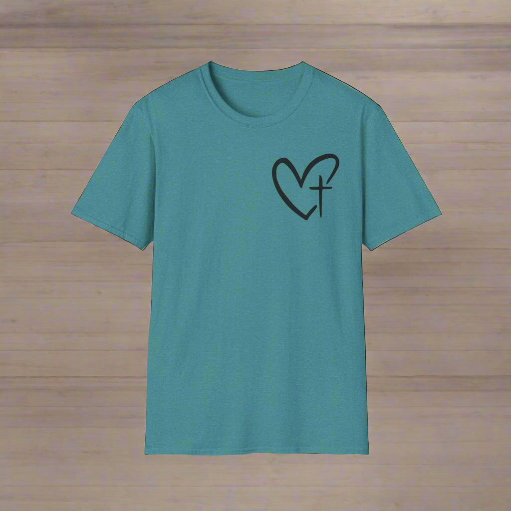 Faith-Inspired Unisex T-Shirt, Heart Cross Tee, Christian Apparel, Inspirational Gift, Casual Faith Wear