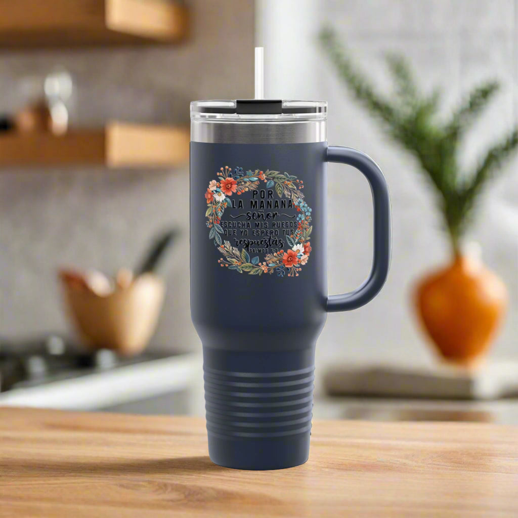Taza de viaje con aislamiento floral | Protector de 40 oz para bebidas frías y calientes, regalo perfecto para las vacaciones, compañero de viaje, estilo de vida para llevar
