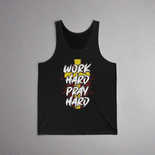 Faith-Inspired Unisex Tank Top, Work Hard Pray Hard, Motivational Fitness Shirt, Ideal for Workout, Gifts for Believers, Christian Apparel