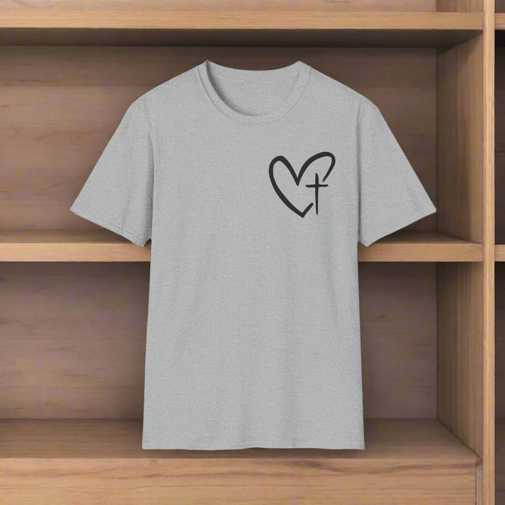 Faith-Inspired Unisex T-Shirt, Heart Cross Tee, Christian Apparel, Inspirational Gift, Casual Faith Wear