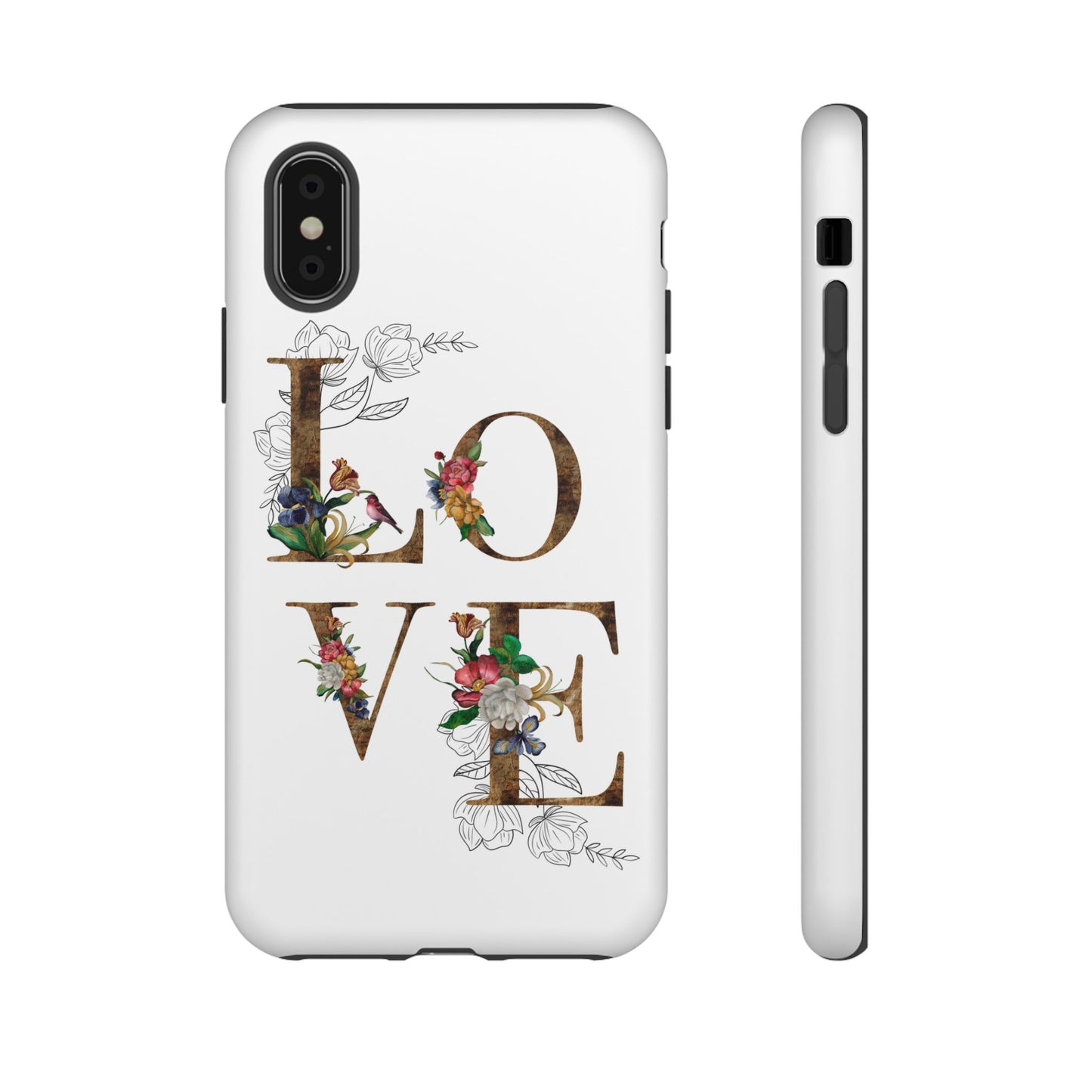 Floral Love Phone Case, Tough Cases, Cute Gift, Phone Cover, Tech Accessories, Birthday Present, Floral Design, Lover's Gift