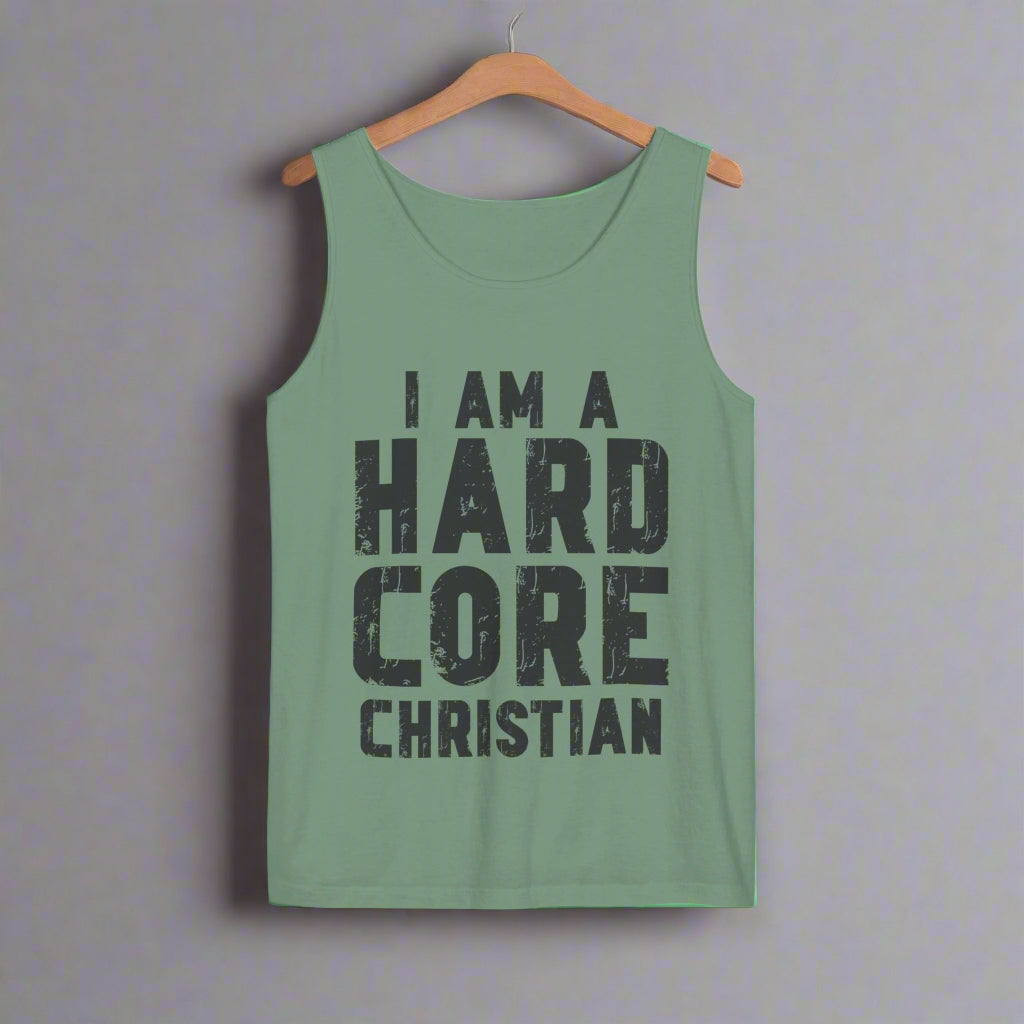 Hardcore Christian Tank Top | Unisex Garment-Dyed Tee for Events, Summer, Gifts, Christian Gatherings, Faith Celebrations