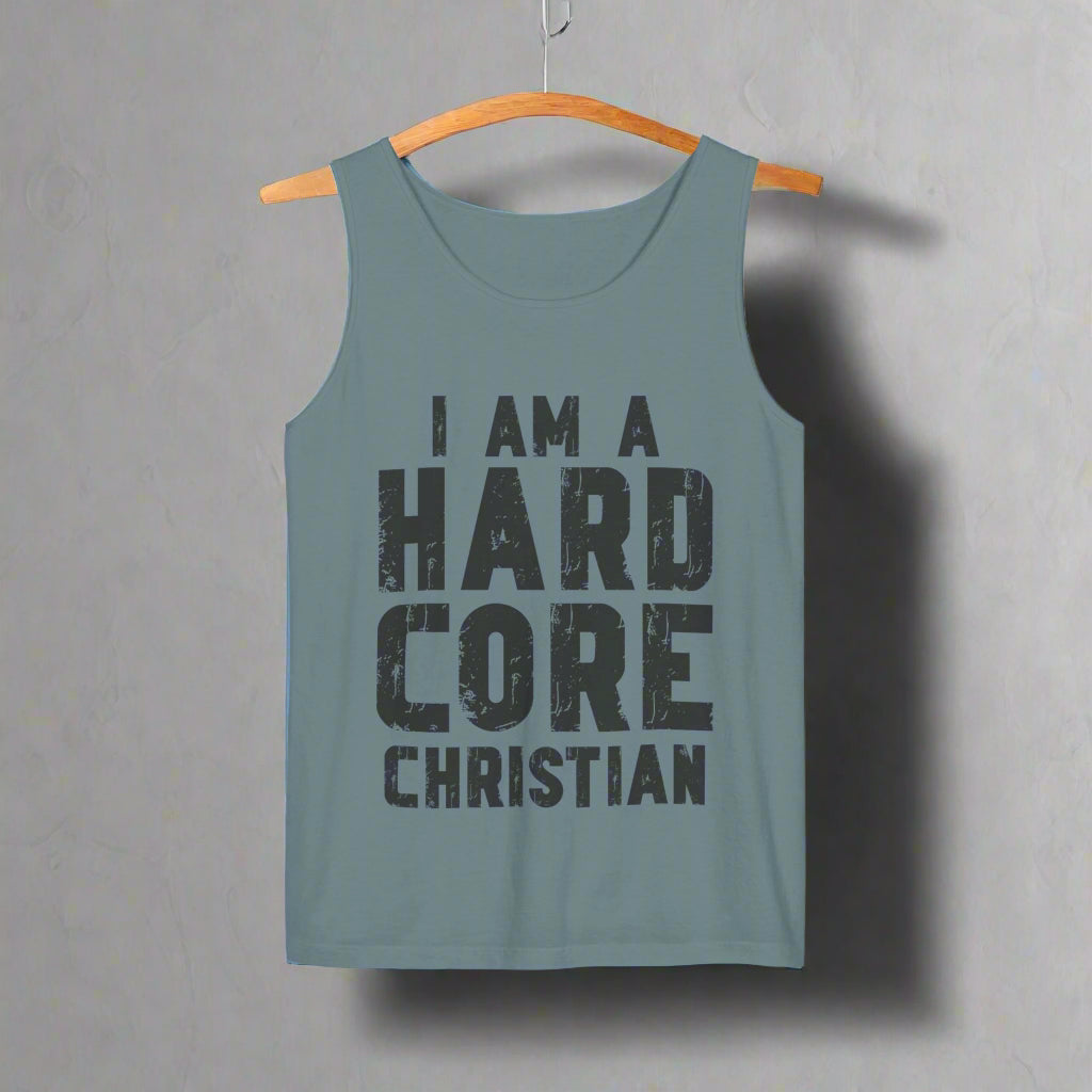 Hardcore Christian Tank Top | Unisex Garment-Dyed Tee for Events, Summer, Gifts, Christian Gatherings, Faith Celebrations