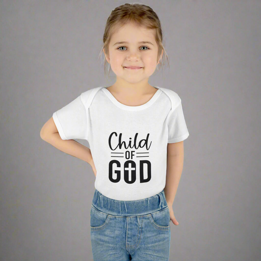 Infant Rib Bodysuit - Child of God, Baby Outfit, Religious Baby Gift, Christian Apparel, Newborn Baptism Clothes, Cute Baby Wear