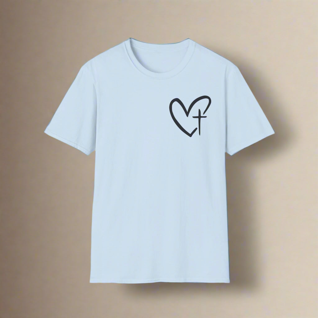 Faith-Inspired Unisex T-Shirt, Heart Cross Tee, Christian Apparel, Inspirational Gift, Casual Faith Wear