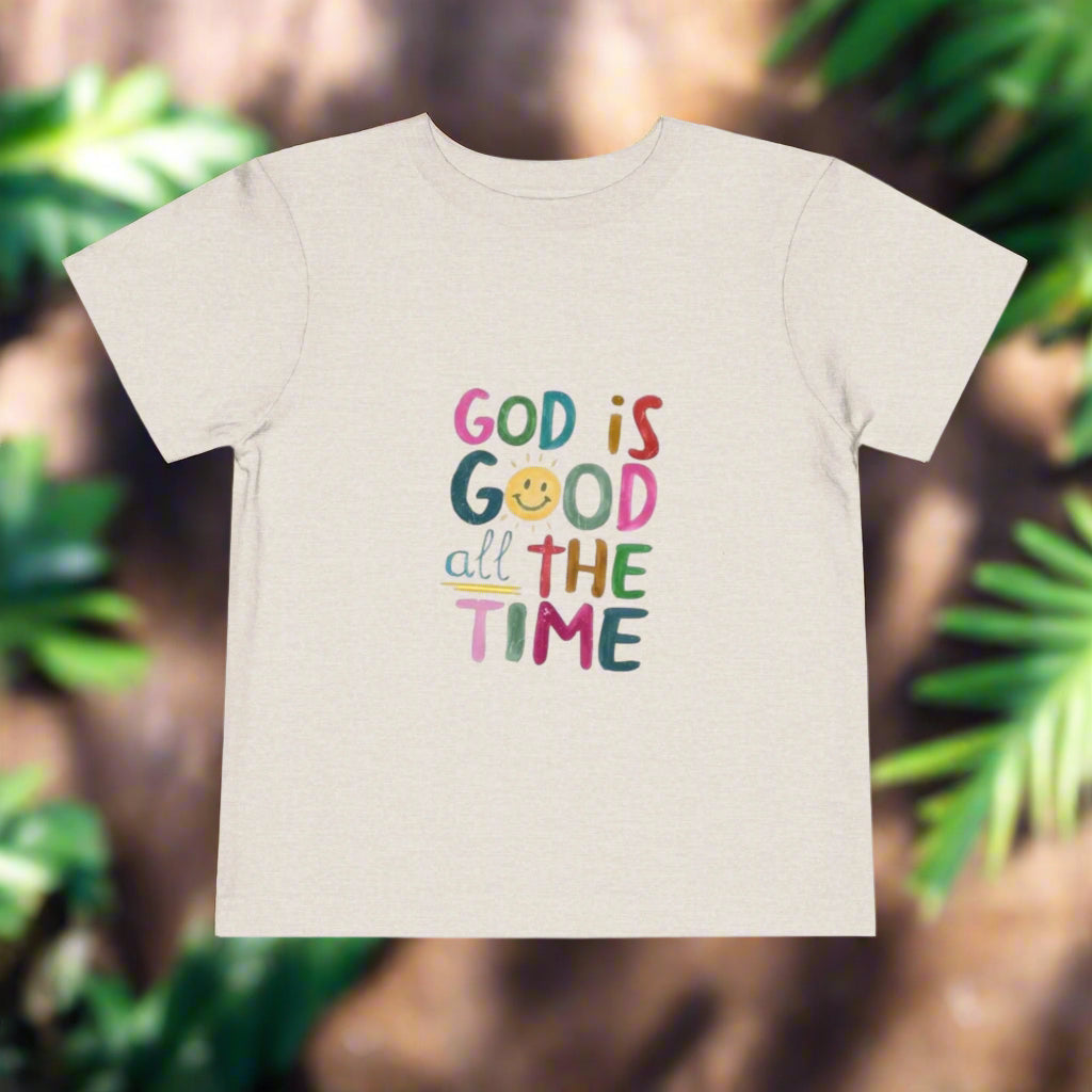 Toddler Short Sleeve Tee - "God is Good All the Time" - Faith-inspired Kids Shirt, Christian Gift, Baby Tee, Cute Toddler Clothing