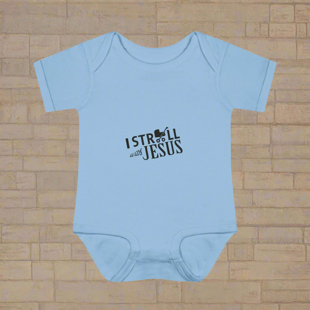 I Stroll with Jesus Infant Bodysuit, Cute Baby Outfit, Christian Baby Gift, Baby Shower Gift, Religious Apparel