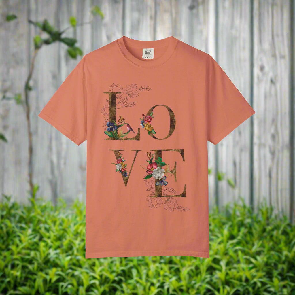 Romantic Floral Love T-Shirt | Perfect for Gifts, Casual Wear, and Summer Celebrations, Unisex Tee