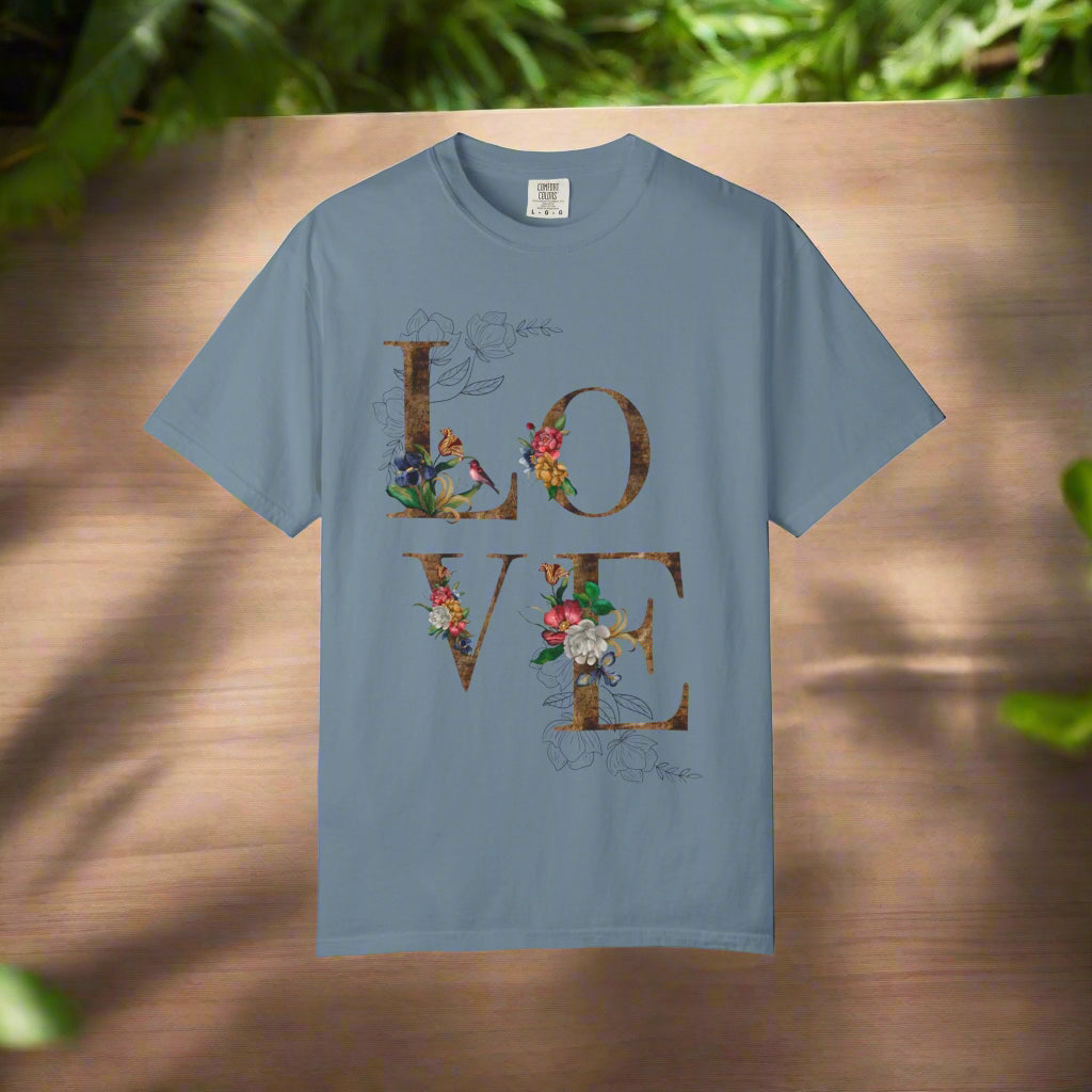Romantic Floral Love T-Shirt | Perfect for Gifts, Casual Wear, and Summer Celebrations, Unisex Tee